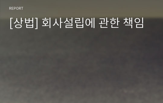 [상법] 회사설립에 관한 책임