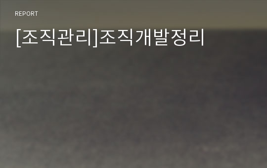 [조직관리]조직개발정리