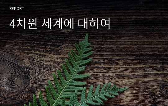 4차원 세계에 대하여