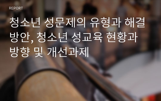 청소년 성문제의 유형과 해결방안, 청소년 성교육 현황과 방향 및 개선과제