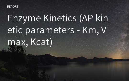Enzyme Kinetics (AP kinetic parameters - Km, Vmax, Kcat)