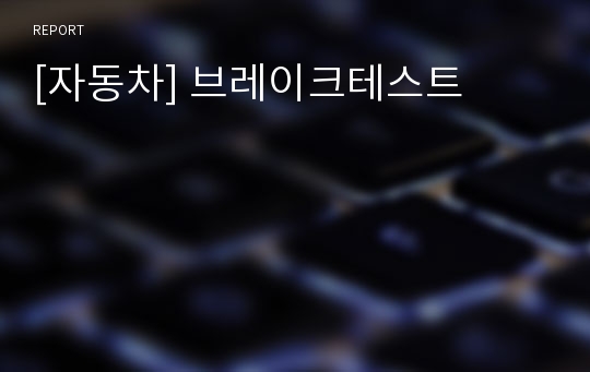 [자동차] 브레이크테스트