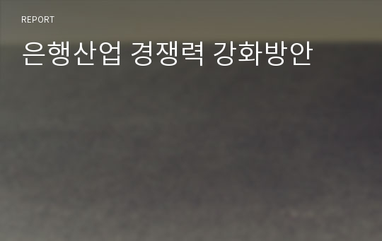 은행산업 경쟁력 강화방안