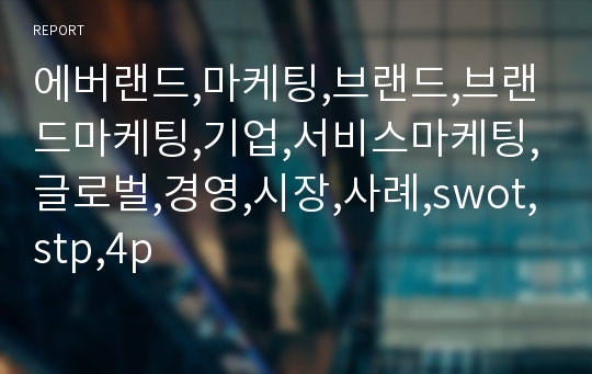 에버랜드,마케팅,브랜드,브랜드마케팅,기업,서비스마케팅,글로벌,경영,시장,사례,swot,stp,4p