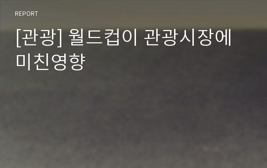 [관광] 월드컵이 관광시장에 미친영향