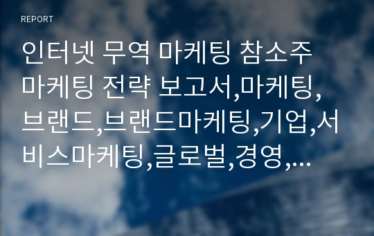 인터넷 무역 마케팅 참소주 마케팅 전략 보고서,마케팅,브랜드,브랜드마케팅,기업,서비스마케팅,글로벌,경영,시장,사례