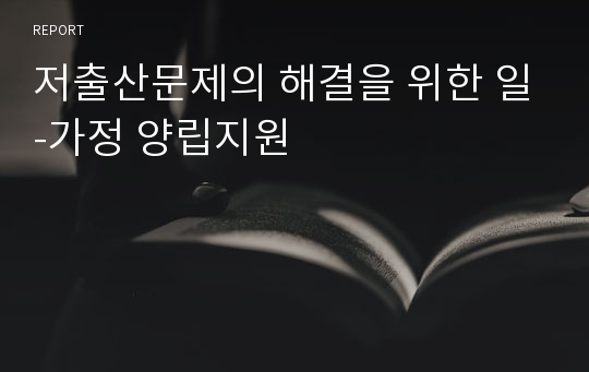 저출산문제의 해결을 위한 일-가정 양립지원