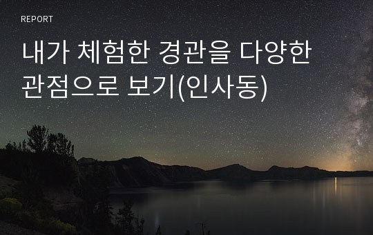 내가 체험한 경관을 다양한 관점으로 보기(인사동)