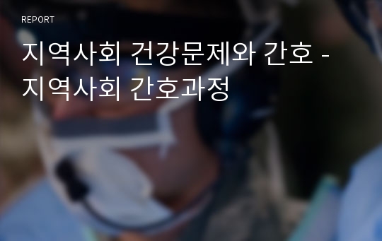 지역사회 건강문제와 간호 - 지역사회 간호과정