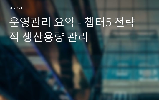 운영관리 요약 - 챕터5 전략적 생산용량 관리