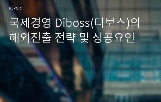 국제경영 Diboss(디보스)의 해외진출 전략 및 성공요인