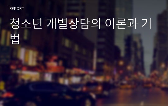 청소년 개별상담의 이론과 기법