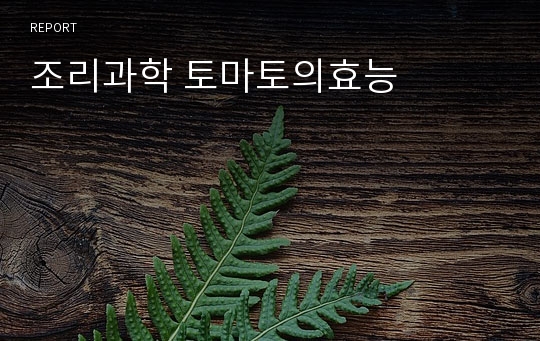 조리과학 토마토의효능