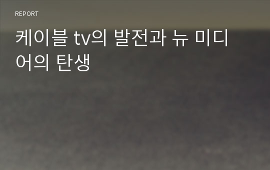 케이블 tv의 발전과 뉴 미디어의 탄생