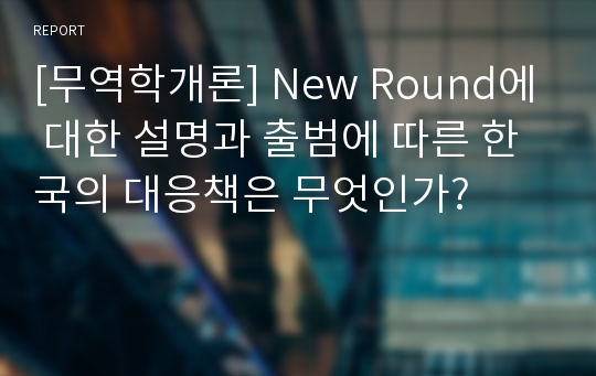 [무역학개론] New Round에 대한 설명과 출범에 따른 한국의 대응책은 무엇인가?