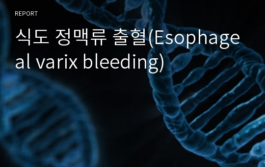 식도 정맥류 출혈(Esophageal varix bleeding)