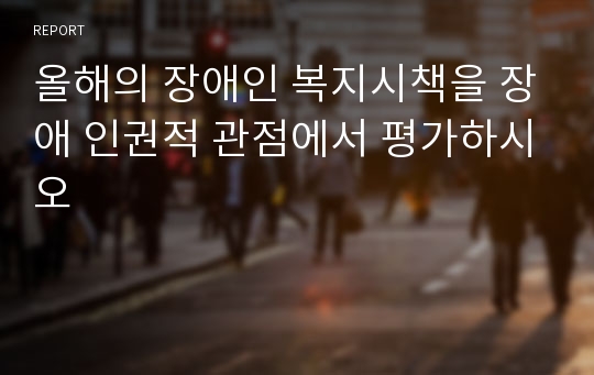 올해의 장애인 복지시책을 장애 인권적 관점에서 평가하시오