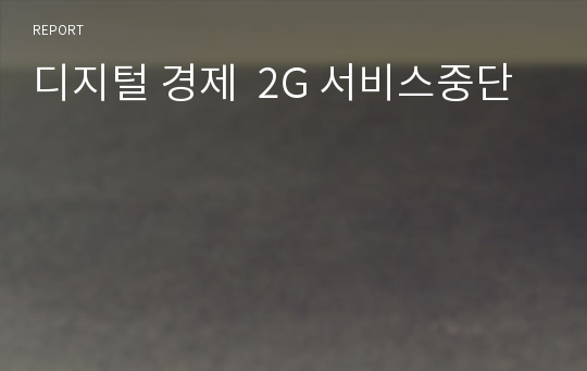 디지털 경제  2G 서비스중단