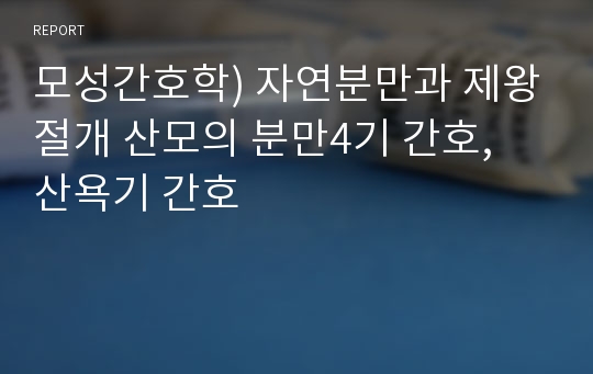 모성간호학) 자연분만과 제왕절개 산모의 분만4기 간호, 산욕기 간호