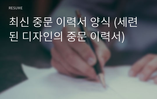 최신 중문 이력서 양식 (세련된 디자인의 중문 이력서)