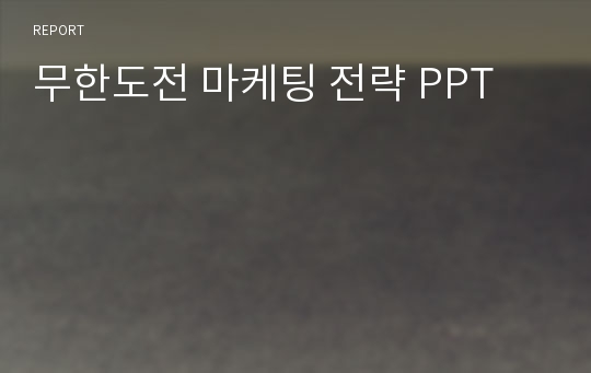 무한도전 마케팅 전략 PPT