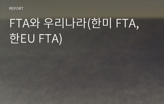 FTA와 우리나라(한미 FTA, 한EU FTA)