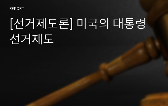 [선거제도론] 미국의 대통령 선거제도