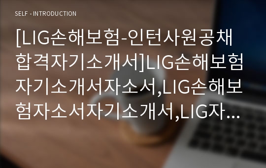 [LIG손해보험-인턴사원공채합격자기소개서]LIG손해보험자기소개서자소서,LIG손해보험자소서자기소개서,LIG자소서,손해보험합격자기소개서,엘아이지합격자소서,자기소개서