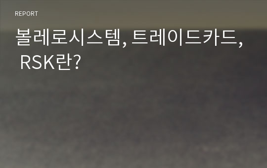 볼레로시스템, 트레이드카드, RSK란?