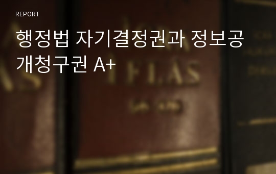 행정법 자기결정권과 정보공개청구권 A+