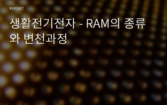 생활전기전자 - RAM의 종류와 변천과정