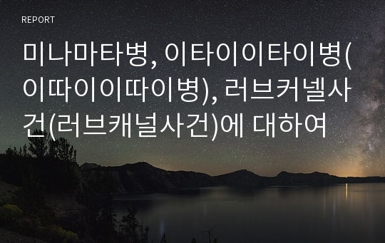 미나마타병, 이타이이타이병(이따이이따이병), 러브커넬사건(러브캐널사건)에 대하여