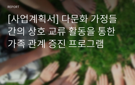 [사업계획서] 다문화 가정들 간의 상호 교류 활동을 통한 가족 관계 증진 프로그램