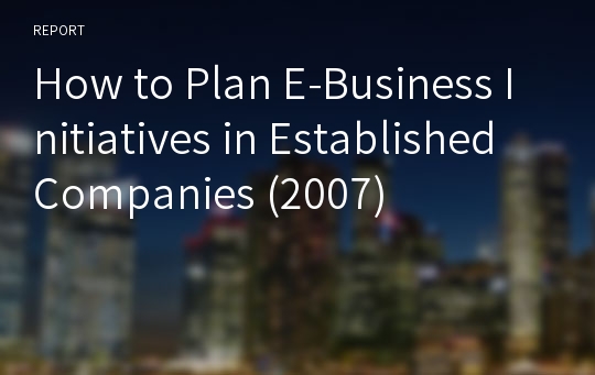 How to Plan E-Business Initiatives in Established Companies (2007)