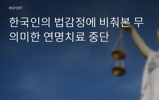 한국인의 법감정에 비춰본 무의미한 연명치료 중단