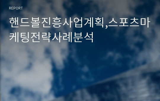 핸드볼진흥사업계획,스포츠마케팅전략사례분석