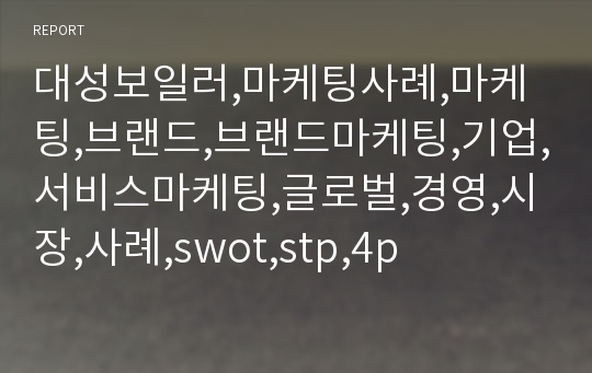 대성보일러,마케팅사례,마케팅,브랜드,브랜드마케팅,기업,서비스마케팅,글로벌,경영,시장,사례,swot,stp,4p