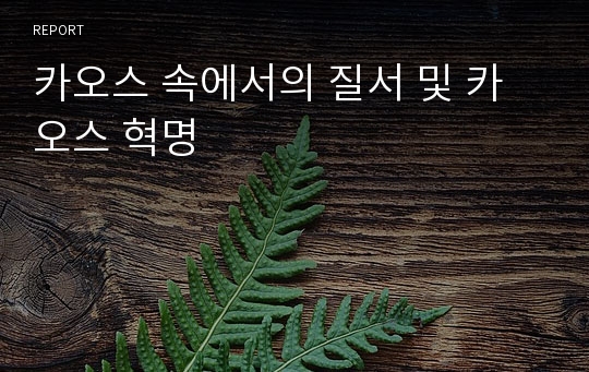 카오스 속에서의 질서 및 카오스 혁명