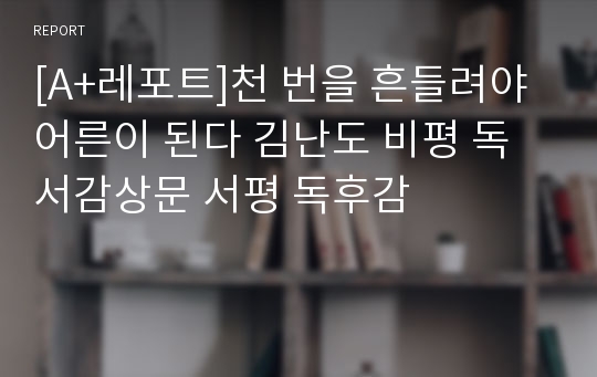 [A+레포트]천 번을 흔들려야 어른이 된다 김난도 비평 독서감상문 서평 독후감