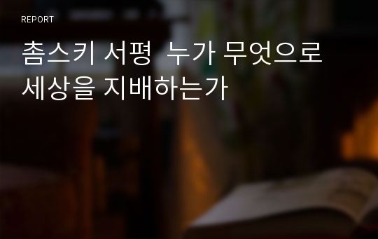 촘스키 서평  누가 무엇으로 세상을 지배하는가