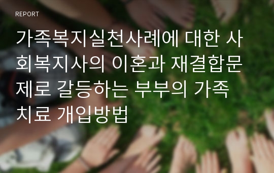 가족복지실천사례에 대한 사회복지사의 이혼과 재결합문제로 갈등하는 부부의 가족 치료 개입방법