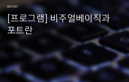 [프로그램] 비주얼베이직과 포트란