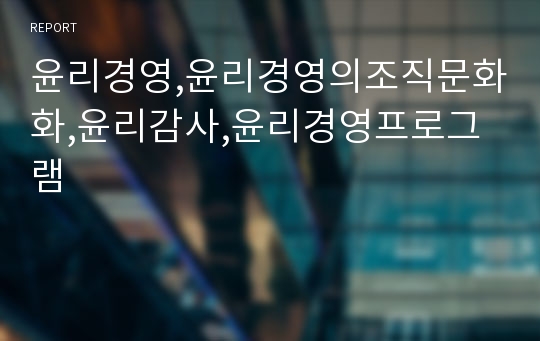 윤리경영,윤리경영의조직문화화,윤리감사,윤리경영프로그램