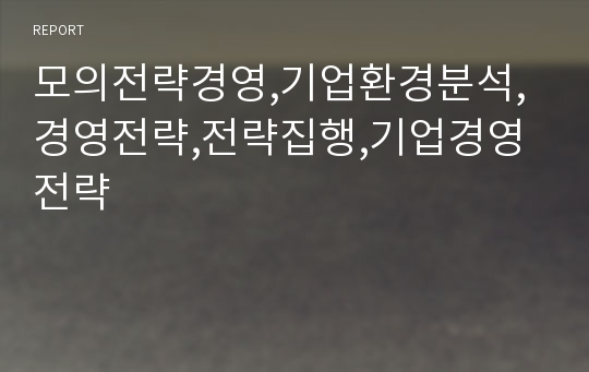 모의전략경영,기업환경분석,경영전략,전략집행,기업경영전략