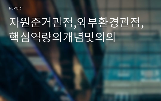 자원준거관점,외부환경관점,핵심역량의개념및의의