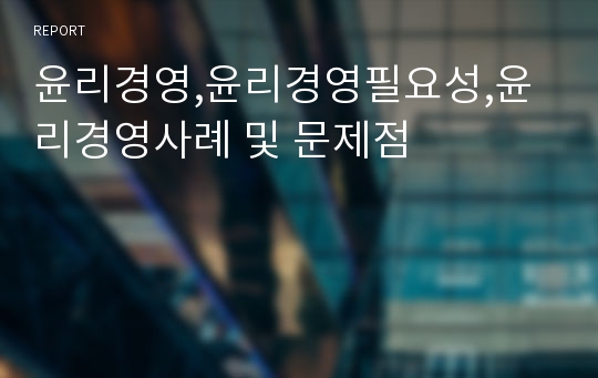 윤리경영,윤리경영필요성,윤리경영사례 및 문제점