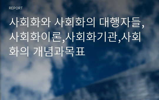 사회화와 사회화의 대행자들,사회화이론,사회화기관,사회화의 개념과목표