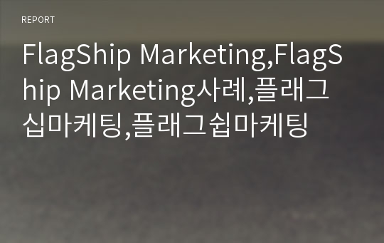 FlagShip Marketing,FlagShip Marketing사례,플래그십마케팅,플래그쉽마케팅