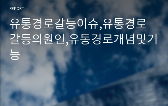 유통경로갈등이슈,유통경로 갈등의원인,유통경로개념및기능