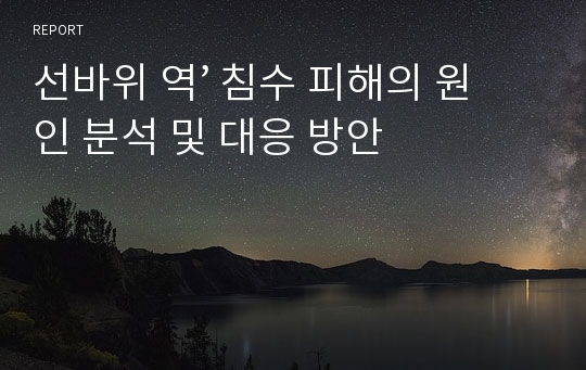 선바위 역’ 침수 피해의 원인 분석 및 대응 방안